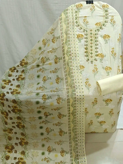 floral print Cotton Unstitched Dress Material By ASC