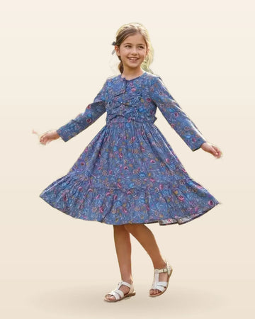 Slate Blue Printed Frock by ASC