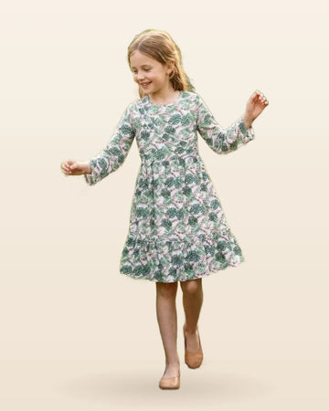 Green Leaf Printed Cotton Frock By ASC