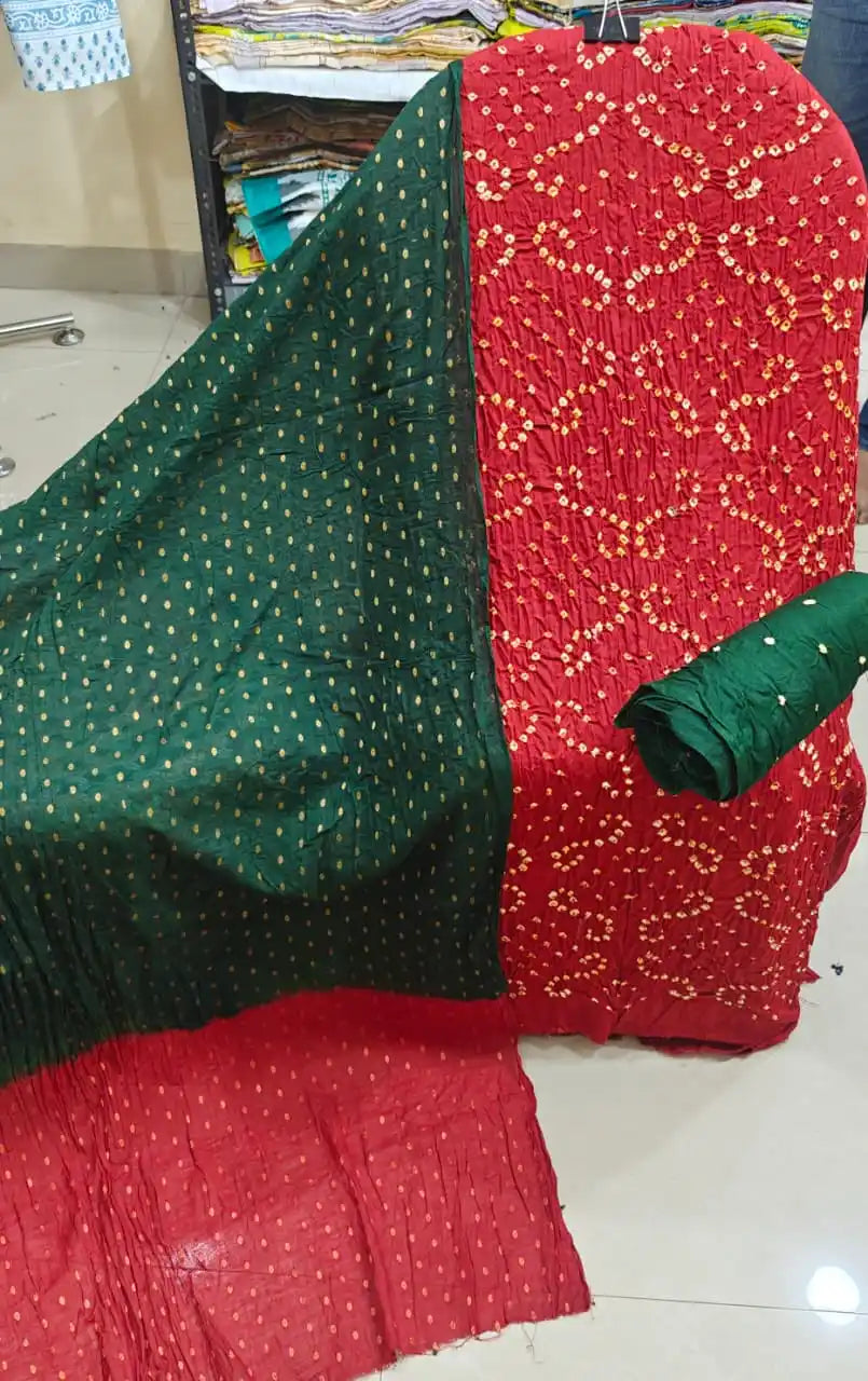 Cotton Bandhani Suit Fabric with Dupatta By ASC