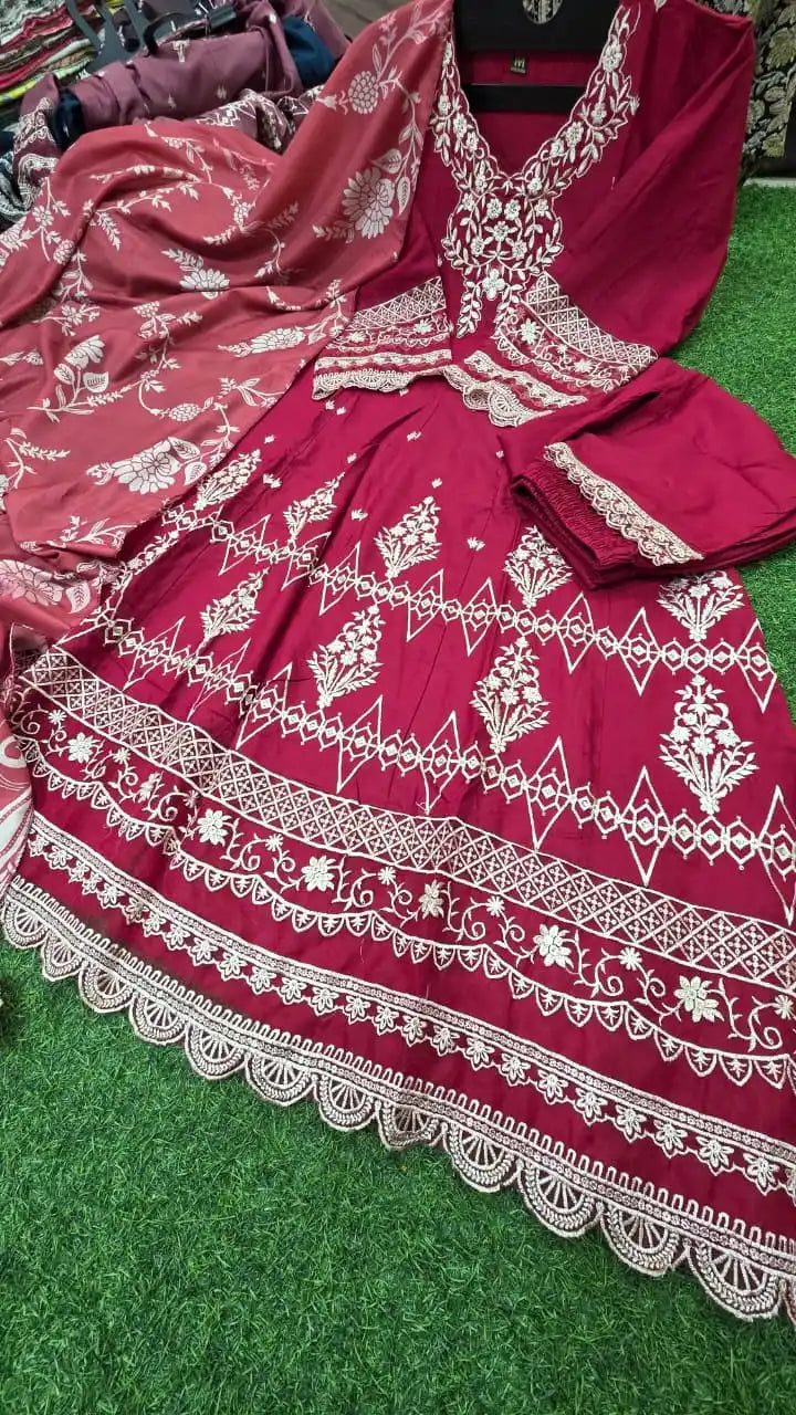 Readymade Rayon Designer Gown Suit