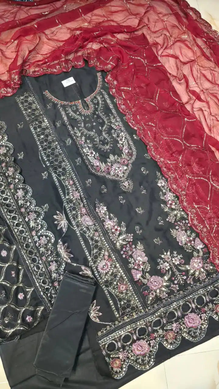 Semi Stitched Pakistani Designer Suit