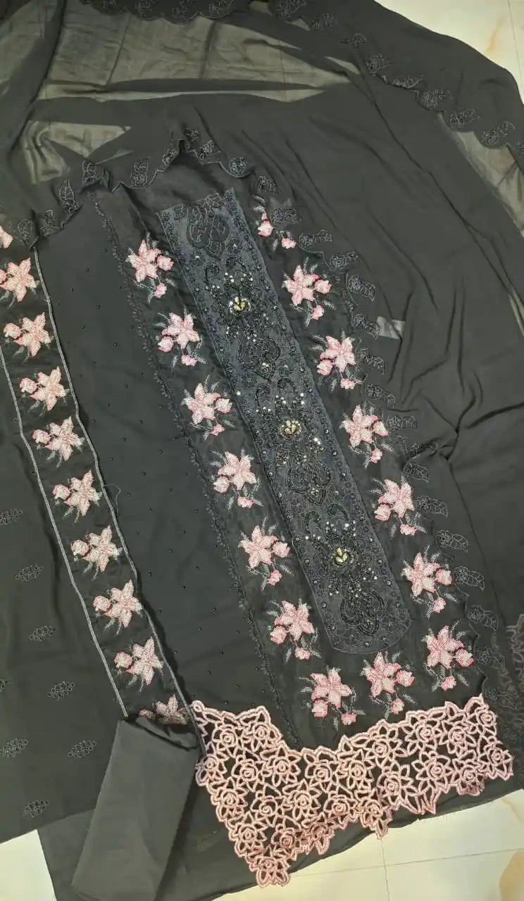 Semi Stitched Pakistani Designer Suit