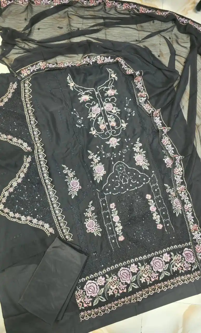 Semi Stitched Pakistani Designer Suit