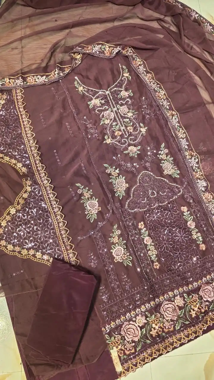 Semi Stitched Pakistani Designer Suit
