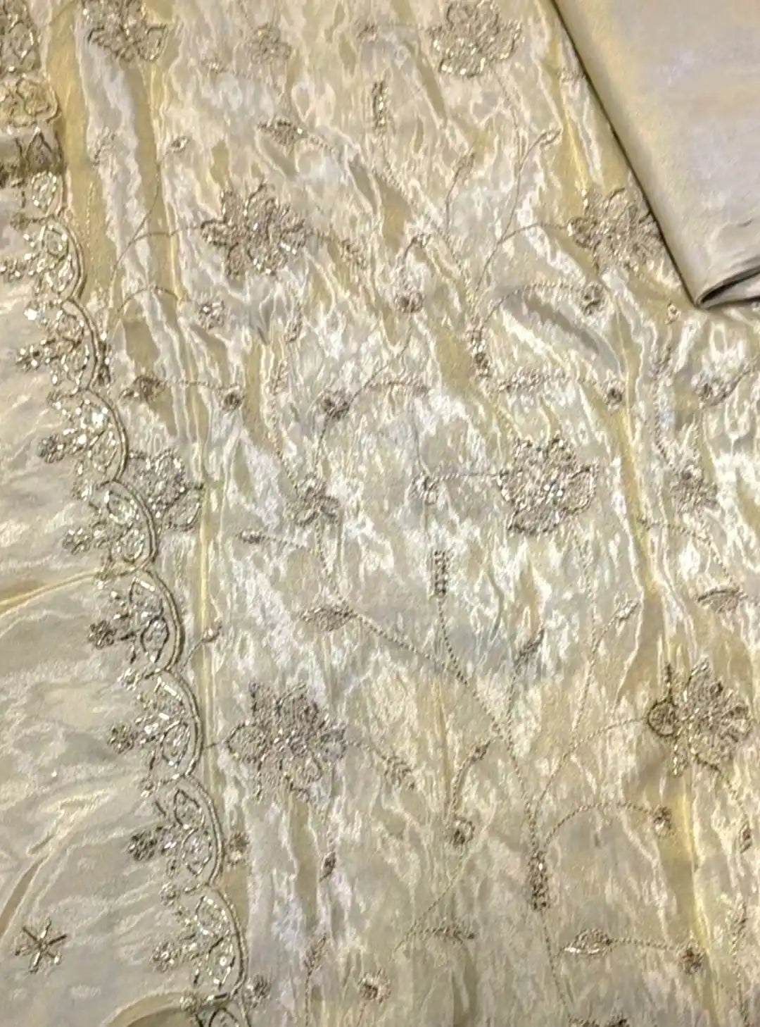 Unstitched Ivory color Viscos Fabric Beautiful Pakistani Style