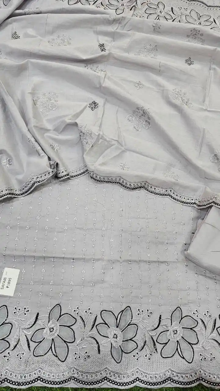 Applique work heavy embroidered beautiful pakistani style premium cotton dress material 📢📢