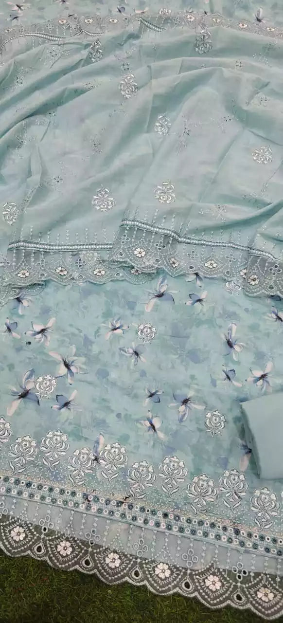 HEAVY EMBROIDERED COTTON DUPATTA WORK SUIT 📢📢