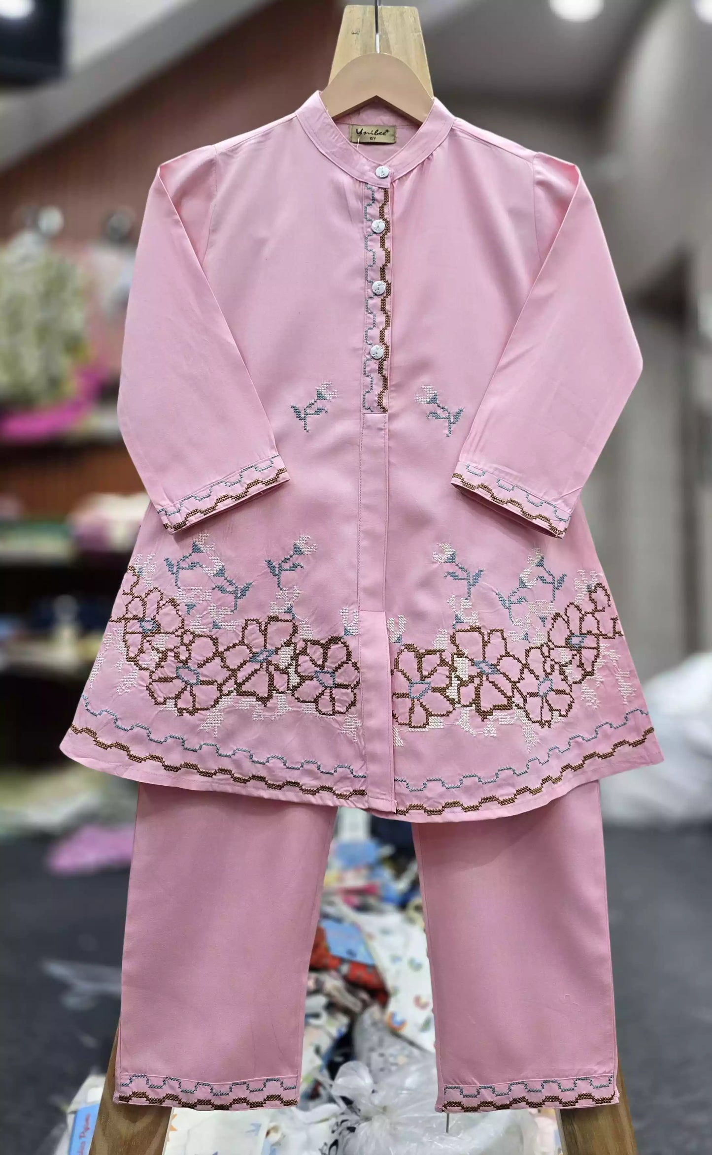 Girls soft Rayon cotton premium Quality Cross Stitched Embroidery Cord sets