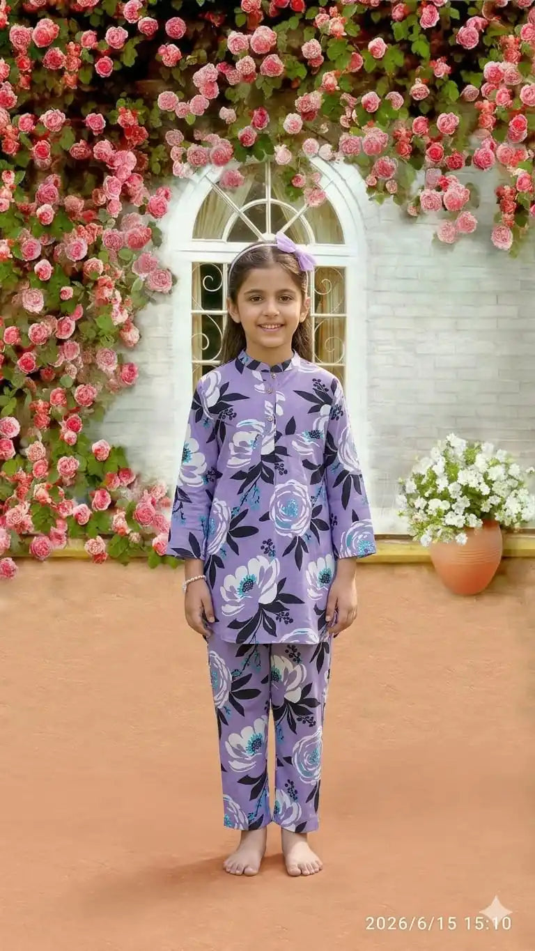 GIRLS KIDS WEAR RAYON SUMMER FRIENDLY TRENDY STYLE PRINTED CORD-SETS