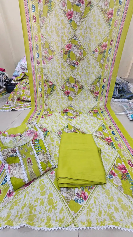 Jam cottom Karachi Readymade cotton suit with Plazzo