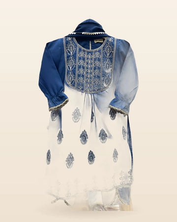 Girls Rayon embroidered cord sets with heavy embroidered kurta rayon korean pants