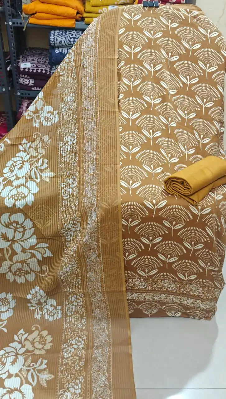 Golden Brown Jam Sartin Traditional Printed best for All occasions