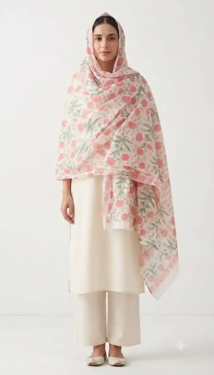 ASC Floral Mulmul Cotton Dupatta 2.25 Meter Traditional Print