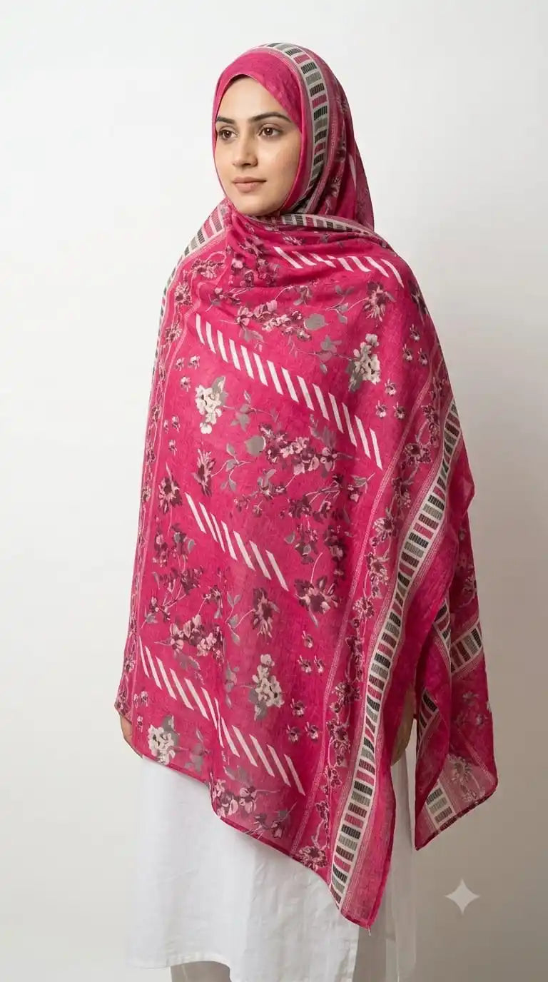 ASC Soft Floral Mulmul Cotton Dupatta 2.25 Meter