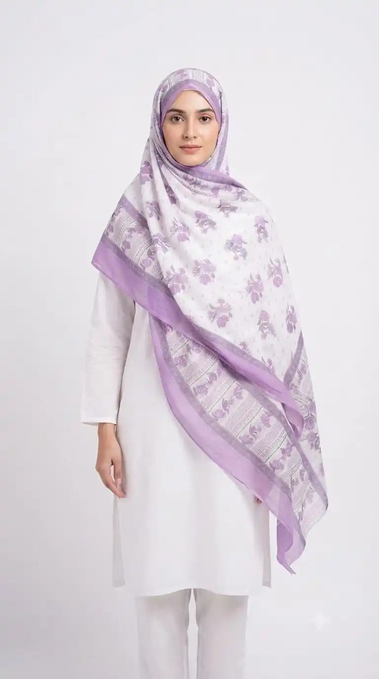 ASC Floral Print Namaazi Cotton Dupatta 2.25 Meter