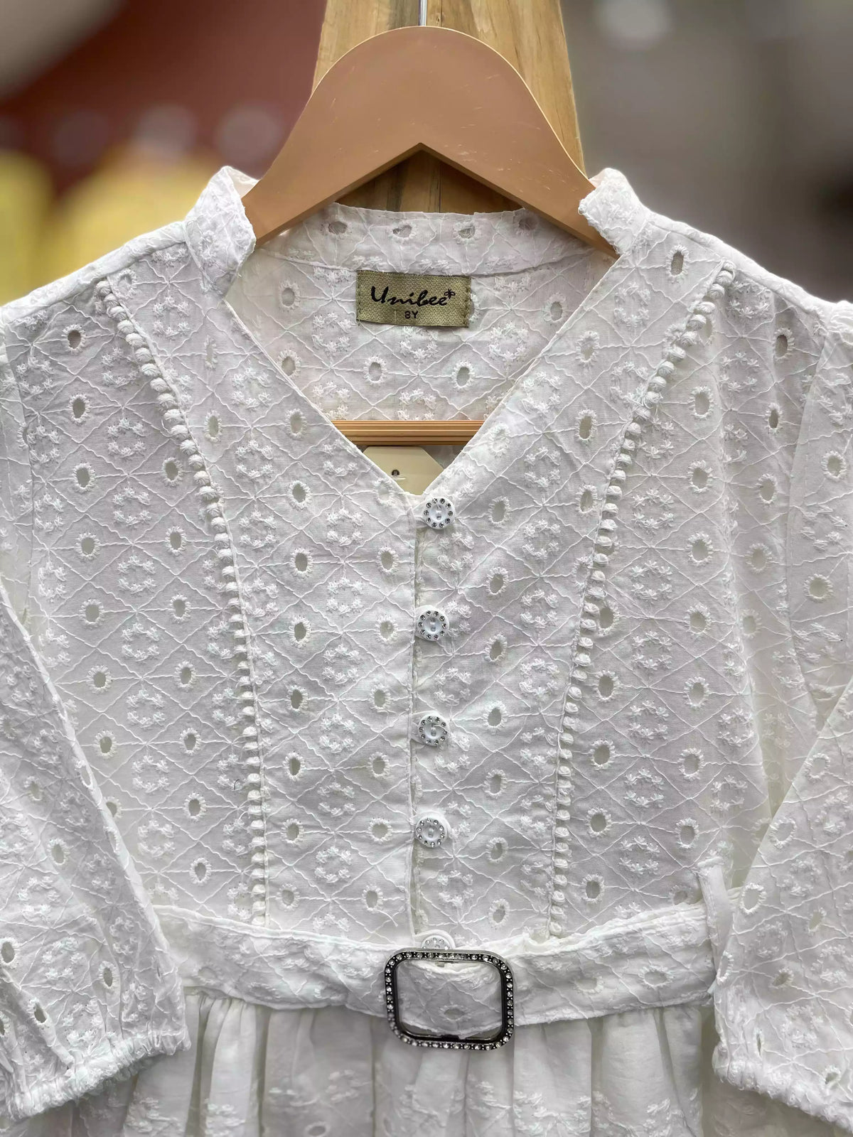 Girls Premium Cotton Chikankari Cutdana Work Frock by ASC