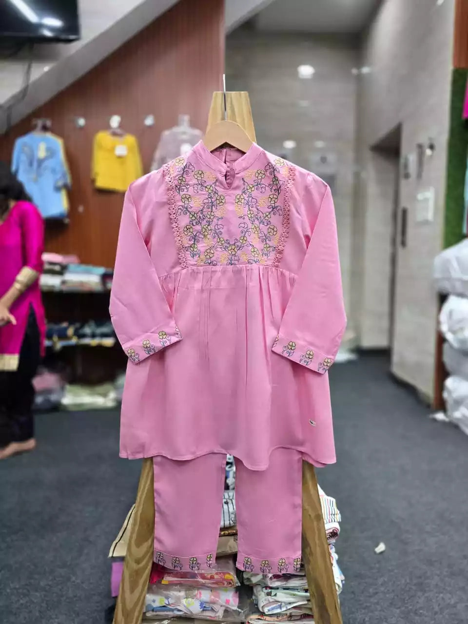 Girls Peach Pink Rayon Tunic Co-Ord Set by ASC