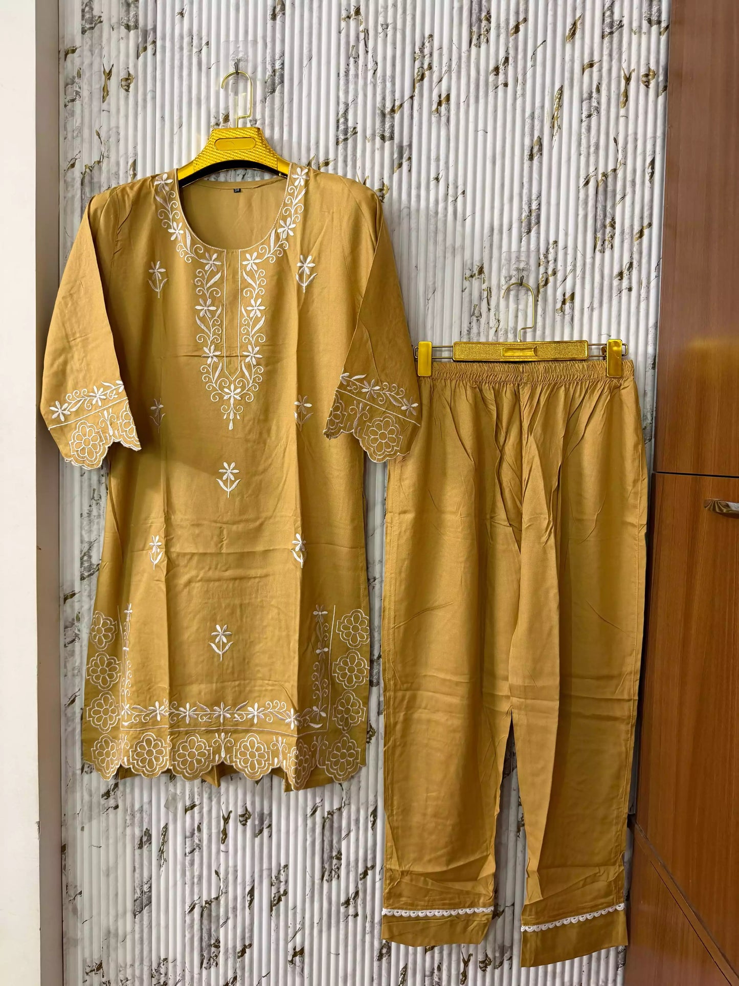 GIRLS RAYON EMBROIDERED CORD SETS HEAVY EMBROIDERED TOP AND LACE ON PANT By ASC