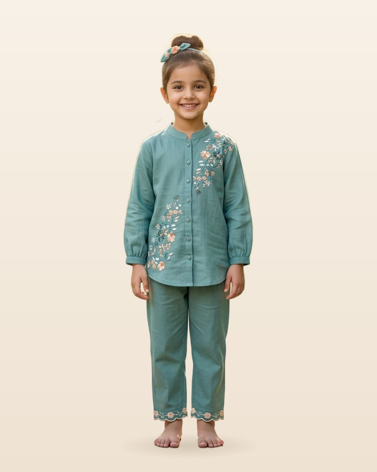 Girls Rayon Embroidered Co-Ord Set by ASC