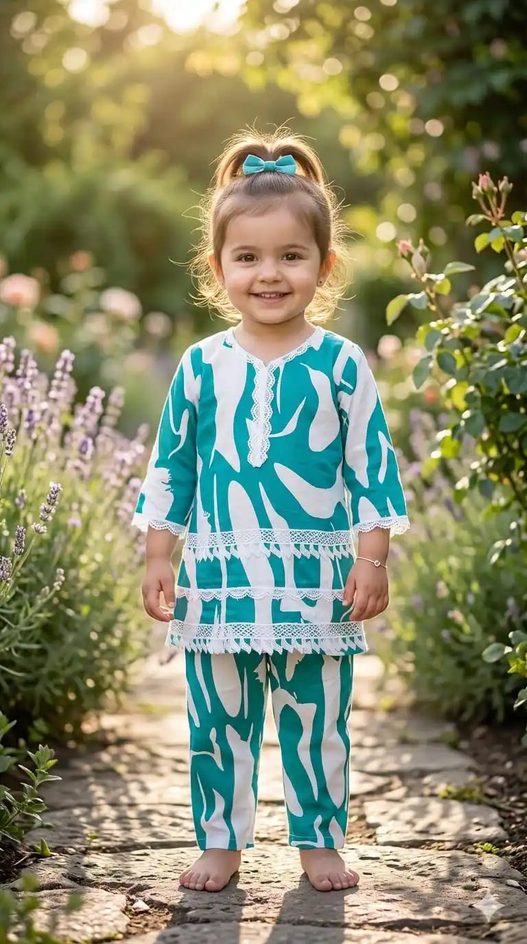 Girls Premium Rayon Karachi Lace Co-Ord Set