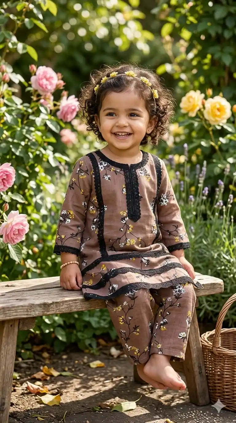 Girls Premium Rayon Karachi Lace Co-Ord Set