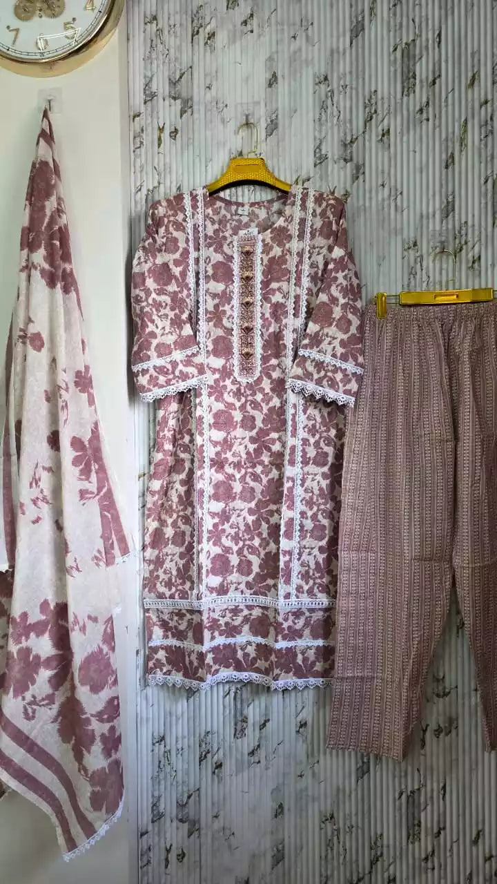 Jaipuri KARACHI Readymade Cotton Suit With Comfortable pant & Cotton Dupatta