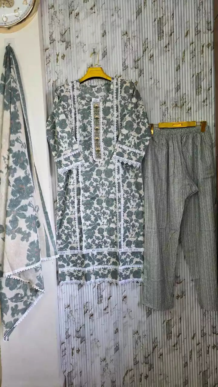 Jaipuri KARACHI Readymade Cotton Suit With Comfortable pant & Cotton Dupatta
