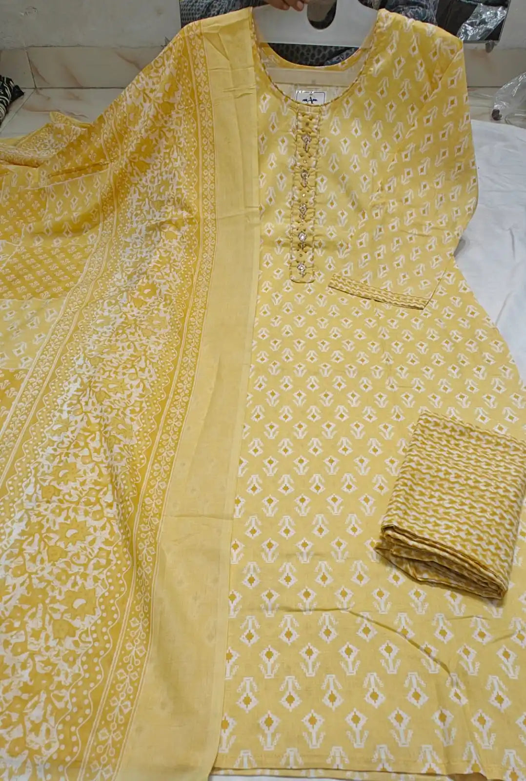 Dailywear Regular-wear Straight-cut Readymade Soft Cotton Suit With Cotton Dupatta & Cotton Pant With Miyani