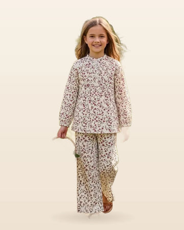 Girls Pastel Rayon Motif Kids Co-ord Set by ASC