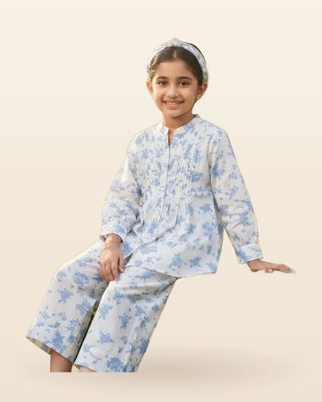 Girls Delicate Floral Print Rayon Co-ord Set by ASC
