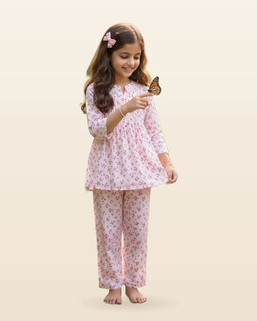 Girls Breathable Rayon Printed Casual Co-ord Set Wear by ASC
