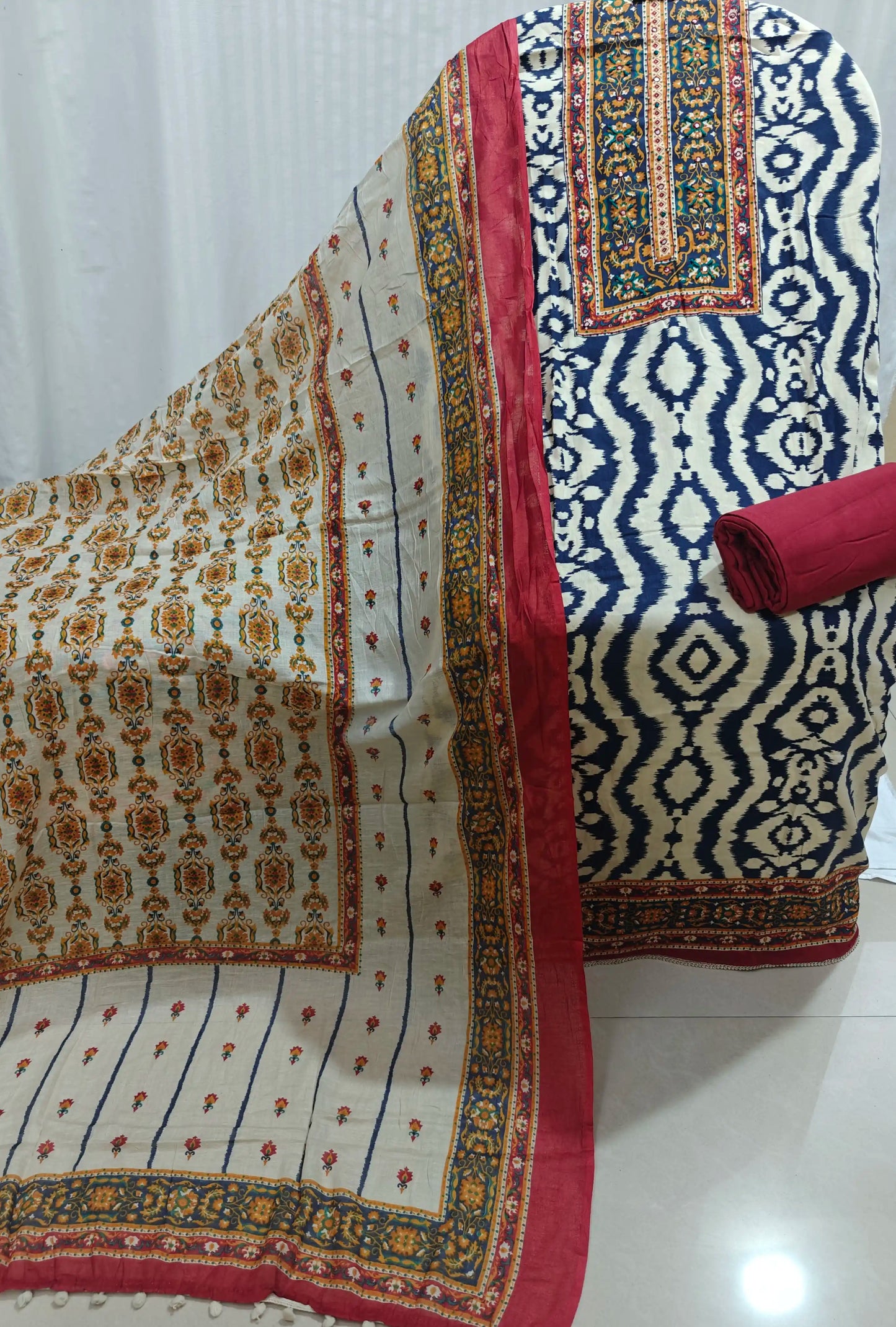 Jaipuri Style Ajrakh Print Rayon Unstitched Suit By ASC