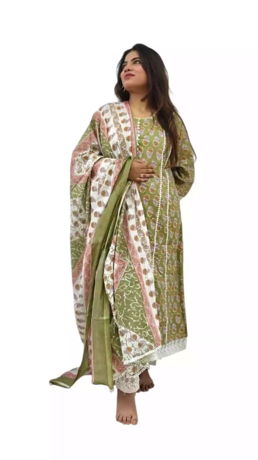 Karachi Pattern Cotton Premium Readymade Suit, Cotton Pant, Mal Dupatta