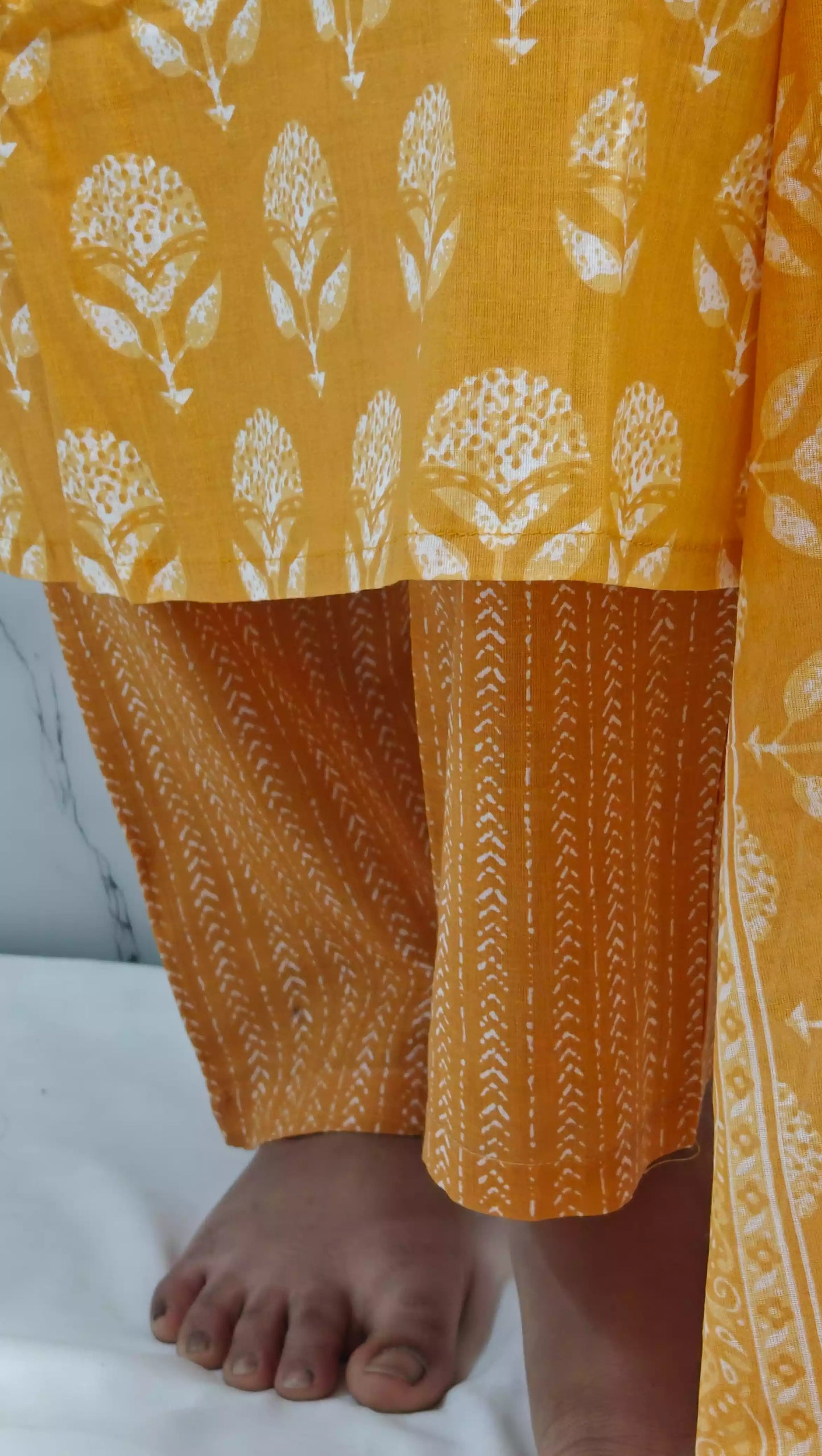 Readymade Block Print Cotton Suit With Cotton Dupatta