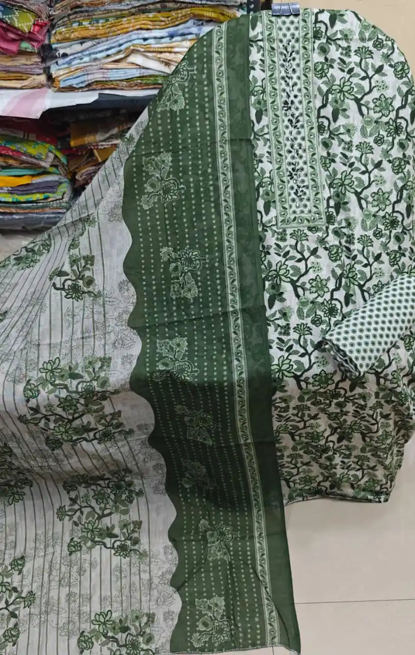 Dark Mehendi Green Floral Vine Suit ASC Fashion Store
