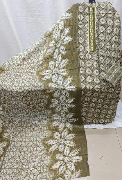 Cotton Suit With Stylish Neck Work Printed Dress Material By ASC