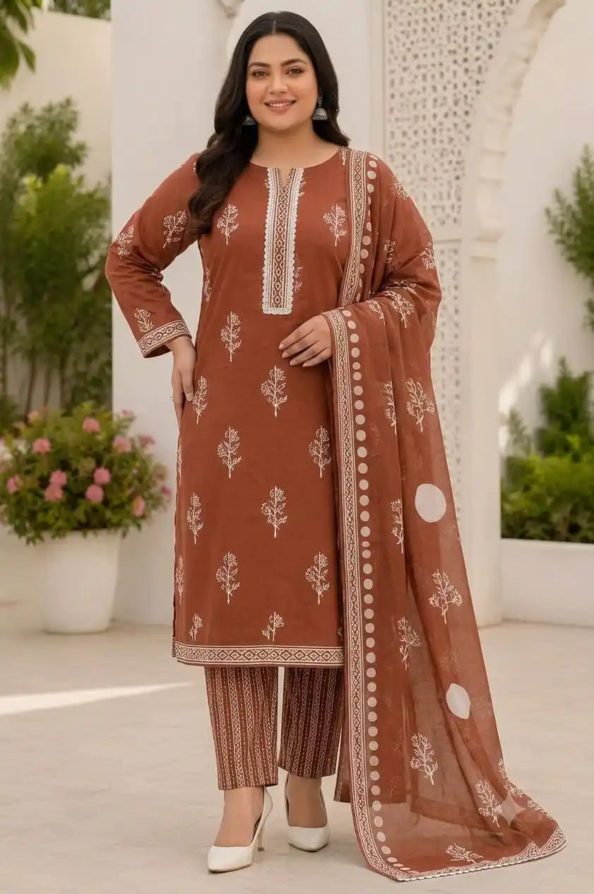 Straight Cut Karachi Lace Suit Cotton Dress Set By ASC