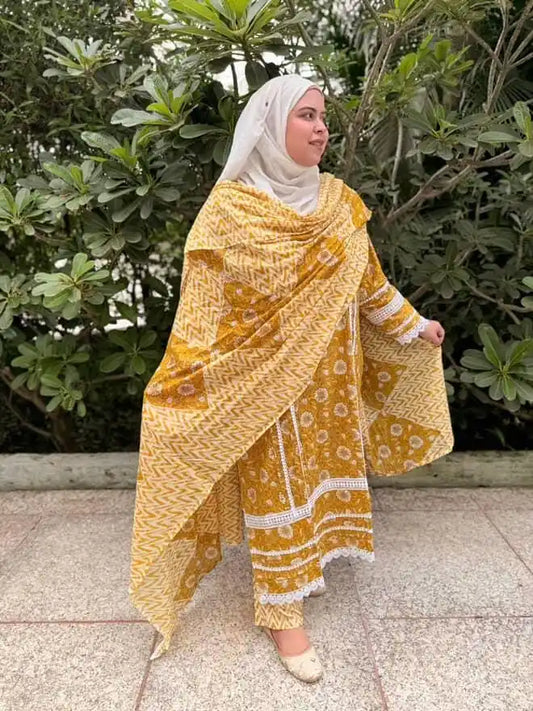Karachi Pattern Cotton Premium Readymade Suit, Cotton Pant, Mal Dupatta