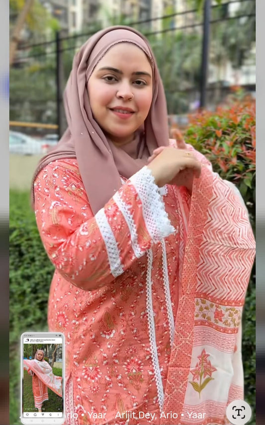 Karachi Pattern Cotton Premium Readymade Suit, Cotton Pant, Mal Dupatta