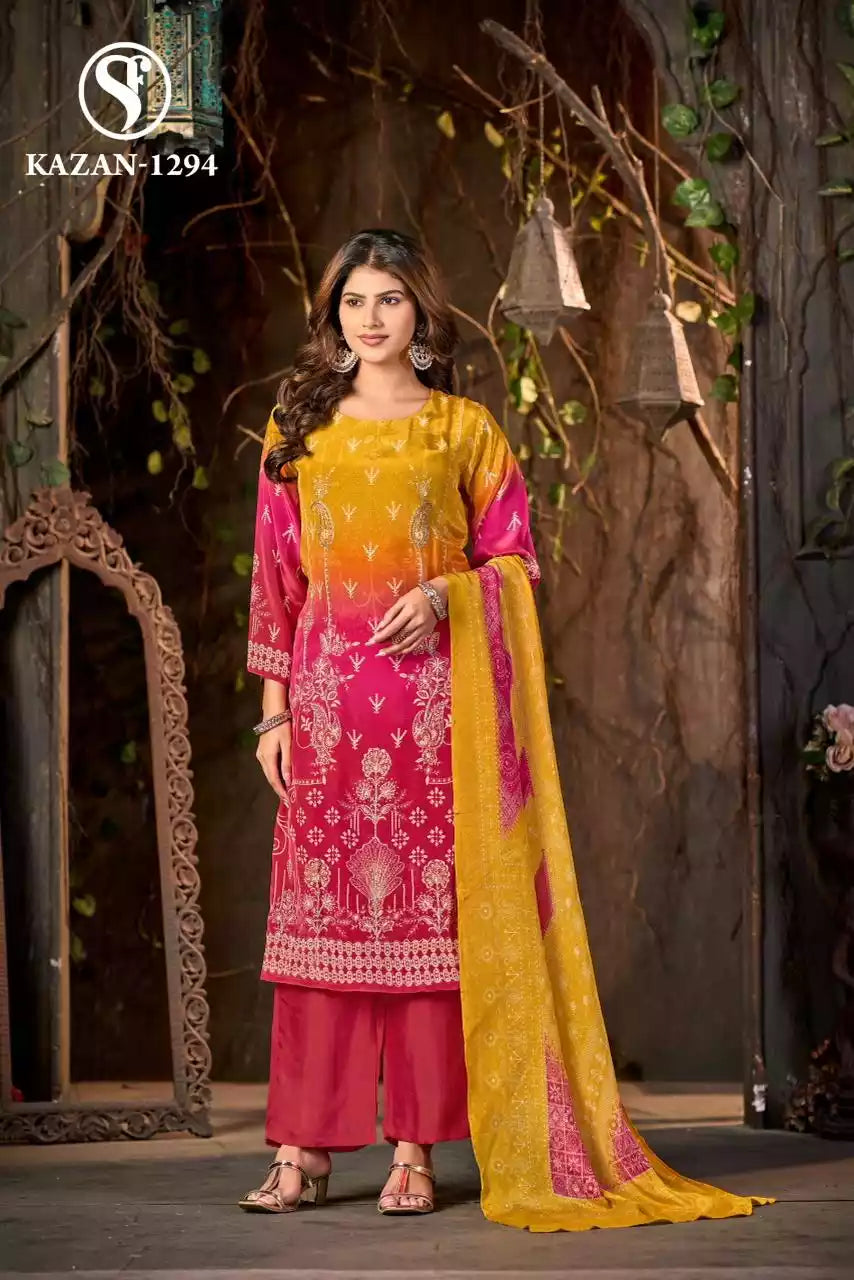 Crepe Readymade Paksitani Print Designer With Embroidery