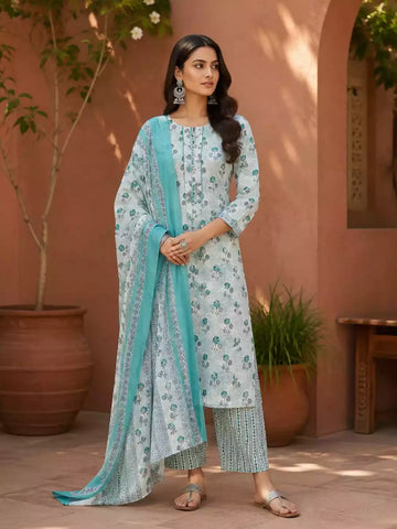 Blue hand block print pant set