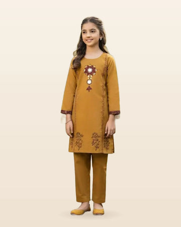 Kids Ethnic Ajrak Cotton Embroidered Kurta Pant Set by ASC