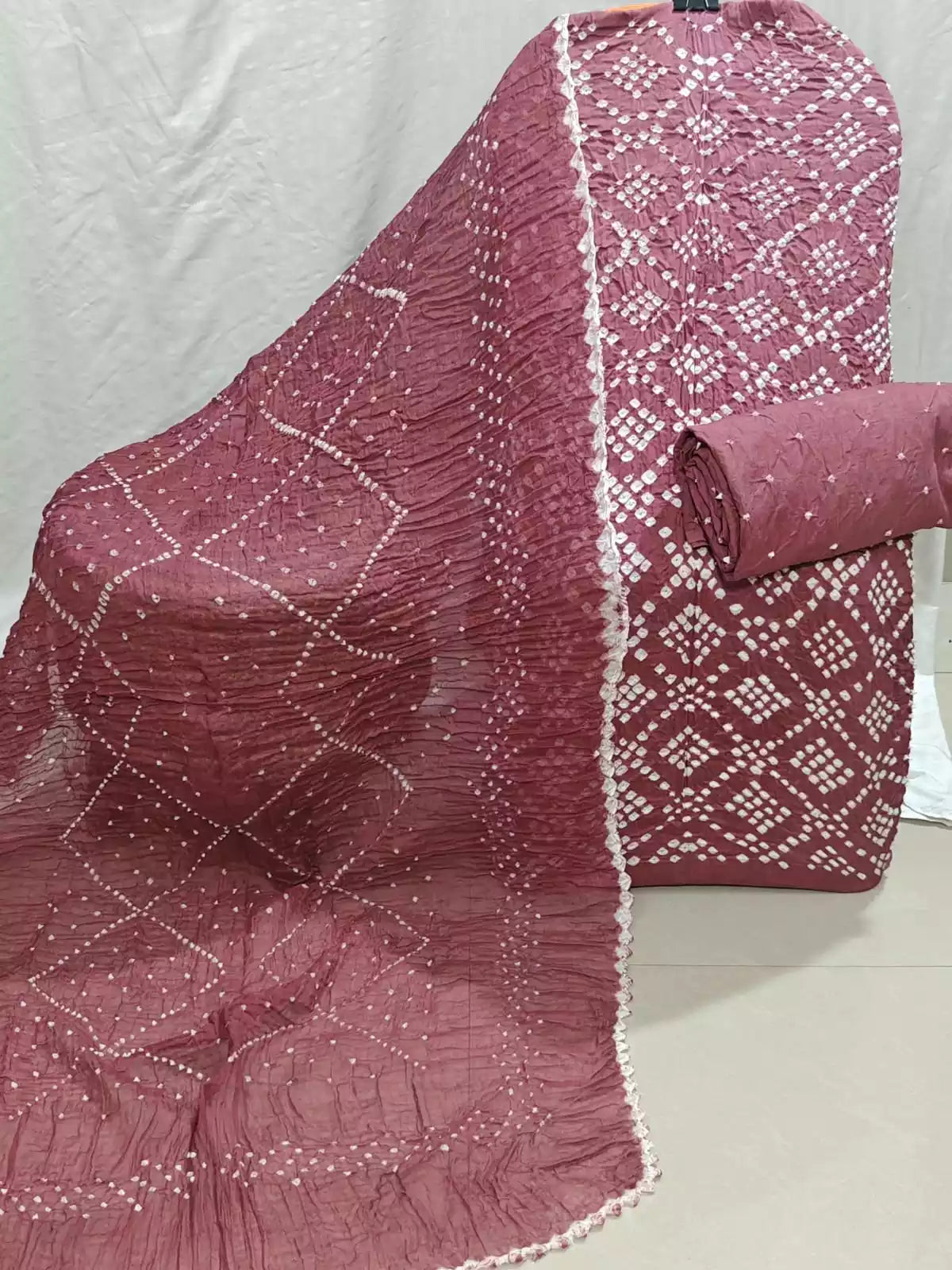 Premium Bandhani Suit Material with Cotton Dupatta By ASC