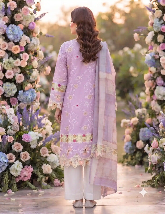 Women's 3D Cut Work Embroidered Readymade Cotton Designer Suit by ASC