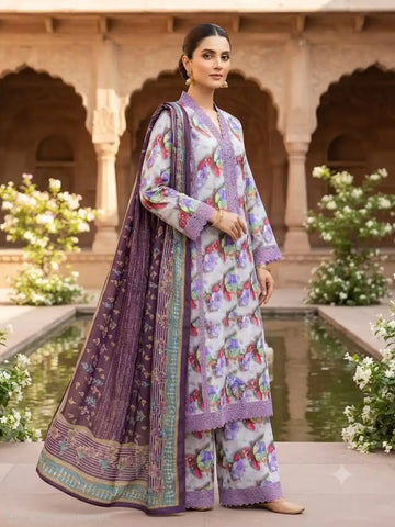 Premium Quality 16 KG RAYON DIGITAL PRINT CORD SETS With Karachi Lace pattern