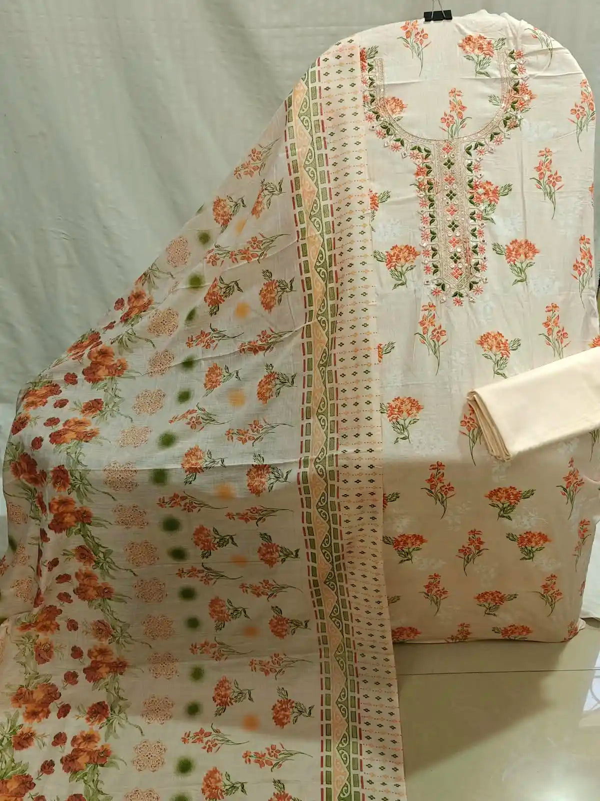 peach Cotton Unstitched Dress Material By ASC