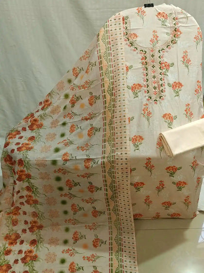 peach Cotton Unstitched Dress Material By ASC