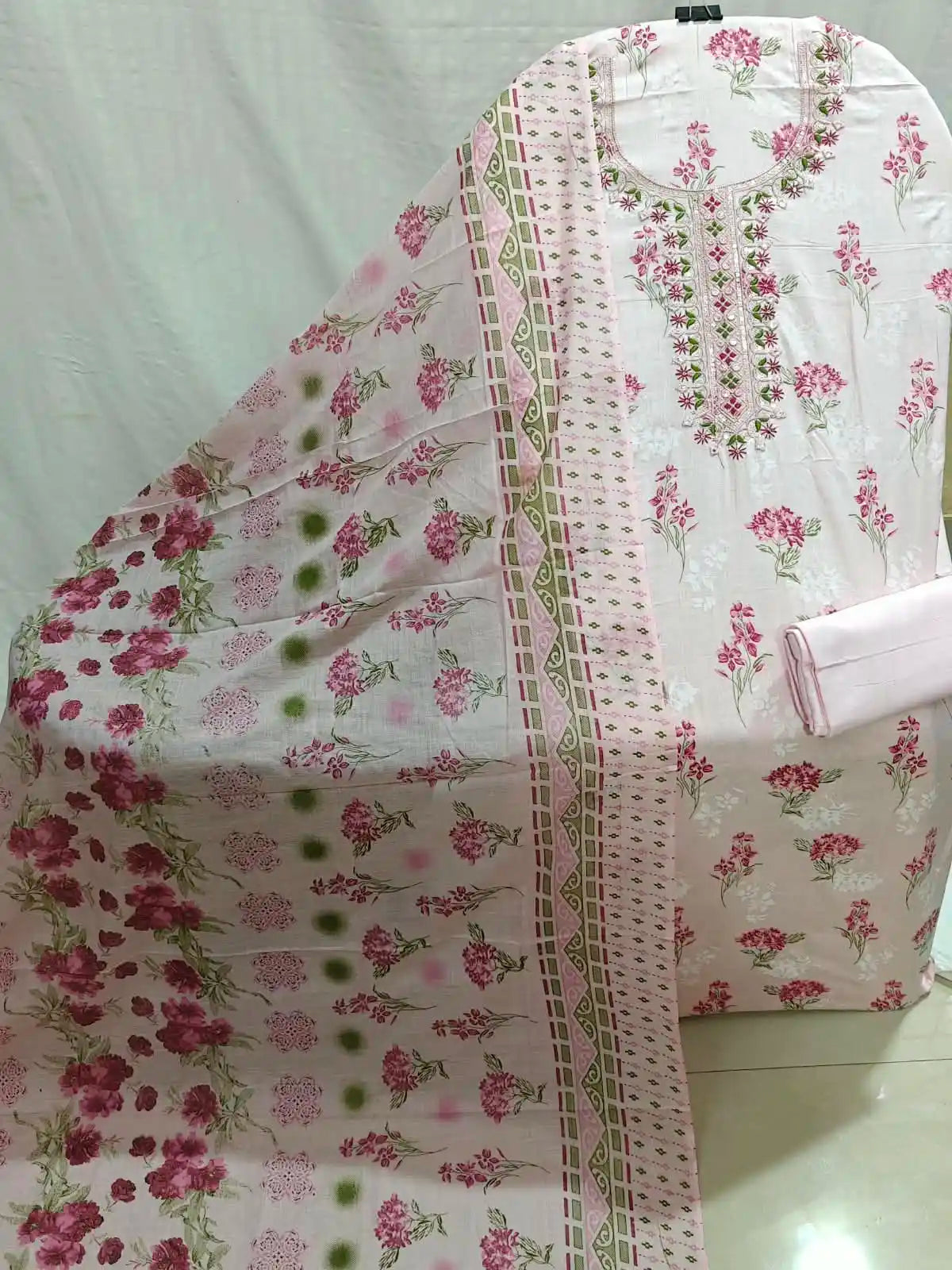 Floral print Cotton Unstitched Dress Material By ASC
