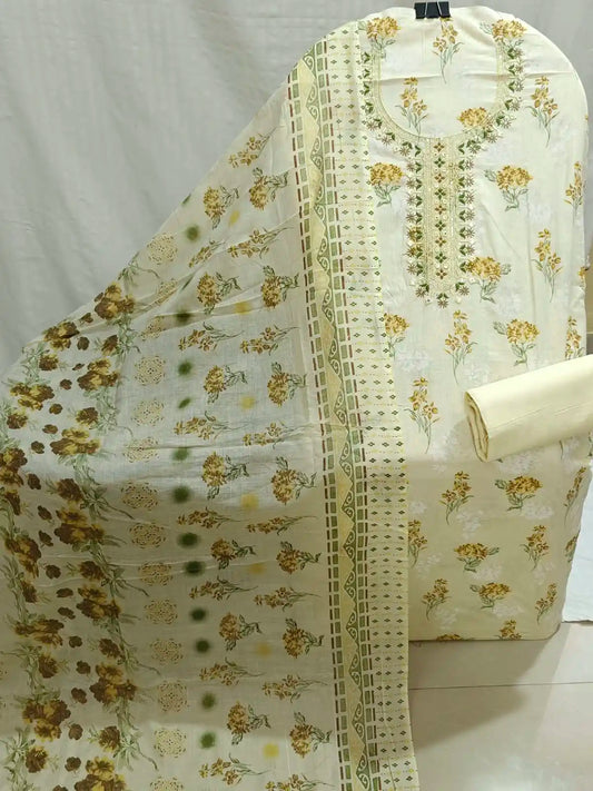 floral print Cotton Unstitched Dress Material By ASC